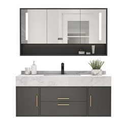 Bathroom marble bathroom cabinet combination set wash basin wash face light luxury smart bathroom modern wash basin