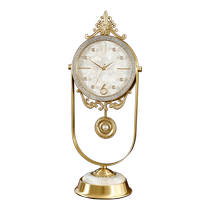 Modern light luxury brass table clock European style silent table clock entrance hall living room ornaments pendulum clock American quartz clock