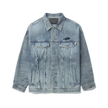 it MUSIUM DIV. Men's denim jacket casual autumn and winter new street rough edge jacket 00159XL