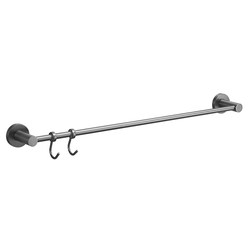 Brushed gun gray all-copper towel rack single pole punch-free bathroom towel bar bathroom towel hanger towel hook