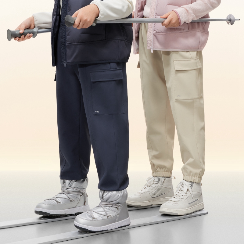蕉内儿童502+工装长裤防泼水防风保暖秋装运动男童女加绒加厚裤子