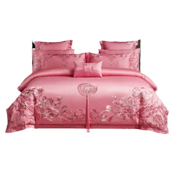 Wedding four-piece set pink cotton embroidery newlywed sixty-eighty set wedding festive set wedding bedding
Wedding four-piece set pink cotton embroidery newlywed sixty-eighty set wedding festive set wedding bedding