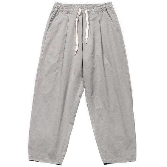 Pants men's summer men's thin straight fitting casual black men's trousers loose and versatile cropped pants Pants men's summer men's thin straight fitting casual black men's trousers loose and versatile cropped pants
