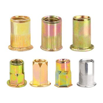 ສີສັງກະສີ pull cap semi-full ພາຍນອກ hexagonal countersunk head column knurled aluminium rivet nut M3M4M5M6M8M10M12