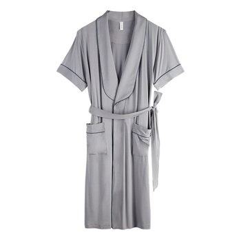 Pajama ຜູ້ຊາຍ summer ບາງ modal ice silk ເຢັນແຂນສັ້ນກາງ-length pajamas ເຮືອນໃສ່ຊຸດອາບນ້ໍາຂະຫນາດໃຫຍ່ຂະຫນາດໃຫຍ່ dressing gown