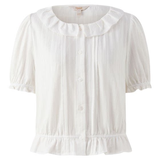 Eland clothes and love shirt for women, solid color palace style cute lace collar hem wavy short sleeves 2025 summer new style
Eland clothes and love shirt for women, solid color palace style cute lace collar hem wavy short sleeves 2025 summer new style