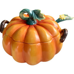 Ceramic pumpkin soup basin with spoon Halloween soup pot harvest soup cup simulated vegetable and fruit snack can with lid storage box