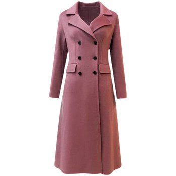 NZ temperament waisted ແບບ Hepburn double-breasted skirt suit collar ສີດໍາ double-sided cashmere coat ຂົນແກະແມ່ຍິງ