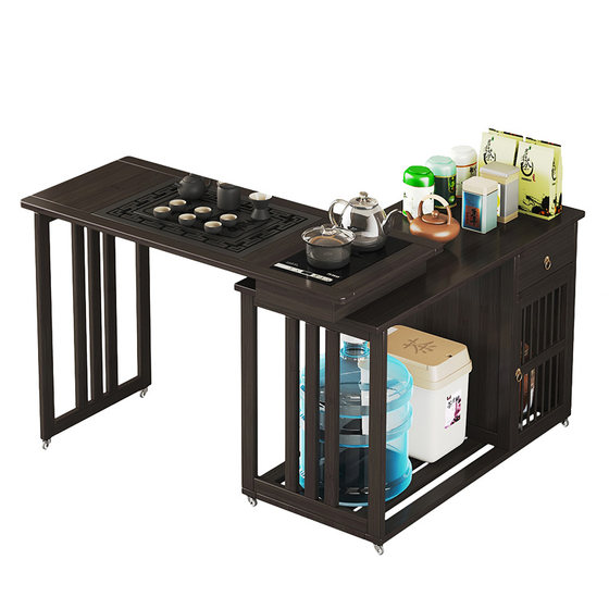 Mobile rotating tea table and chair combination home balcony small apartment tea table kettle integrated folding kung fu coffee table Mobile rotating tea table and chair combination home balcony small apartment tea table kettle integrated folding kung fu coffee table