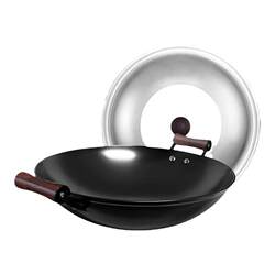 Cast-flavored cast iron pot set, real stainless double-ear wok with lid + German-style soup pot with lid