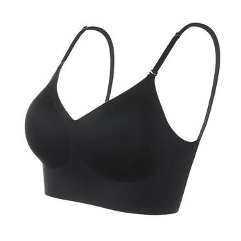 ຊຸດຊັ້ນໃນແບບ U-shaped invisible backless beautiful back underwear women's big breast vest all-in-one seamless new summer halter neck strap bra