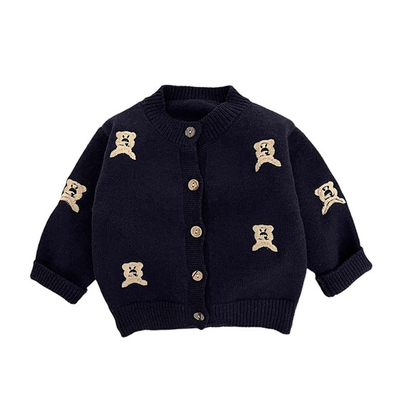 Boys' spring and autumn clothing Korean embroidered knitted cardigan jacket baby girl cute bear sweater children's versatile top
Boys' spring and autumn clothing Korean embroidered knitted cardigan jacket baby girl cute bear sweater children's versatile top