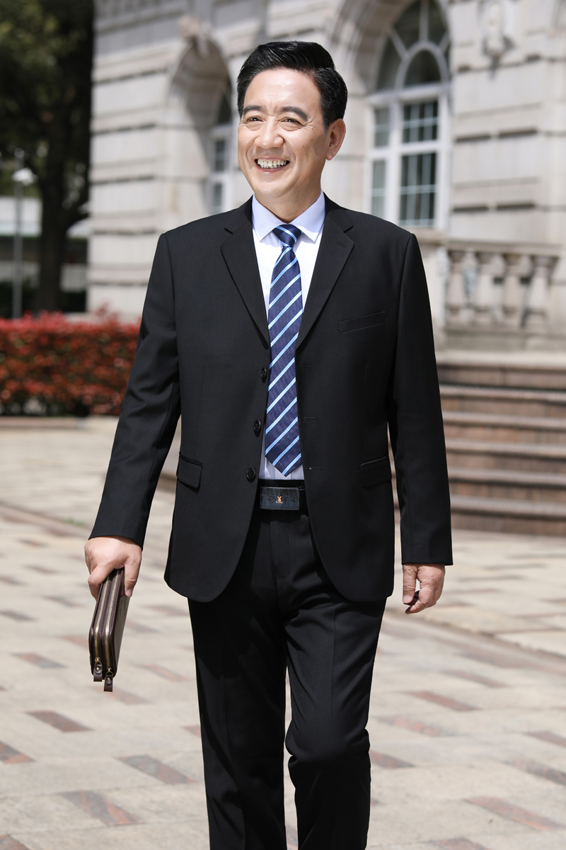 中年西服套装男商务休闲西装宽松中老年父亲正装婚宴装礼服爸爸装