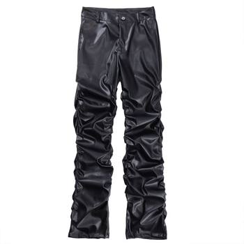 American street dark punk niche subculture design hip-hop glossy pleated jeans casual pants for men and women