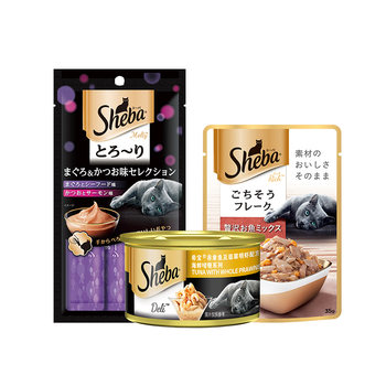 sheba Xibao 85g ກະປ໋ອງຄໍາ*1+48g cat strips*1+35g soft bag*1 Random flavors