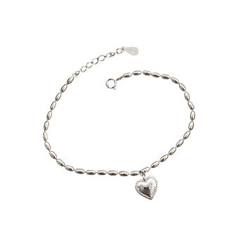 s925 silver rice grain love bestie bracelet female students design niche retro internet celebrity peach heart bracelet