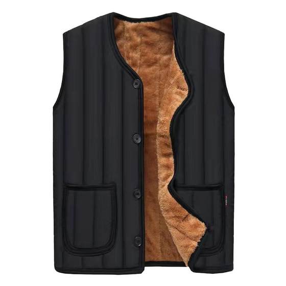 Middle -aged dad autumn and winter vest with velvet plus thickened warm cotton folder middle elderly men's men's shoulder men's vest Middle -aged dad autumn and winter vest with velvet plus thickened warm cotton folder middle elderly men's men's shoulder men's vest