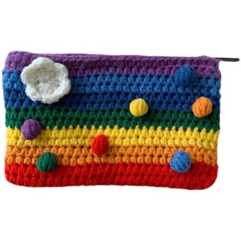Little White Rabbit Super Cute Rainbow Knitted Coin Purse Compact Zipper Clutch Bag Student Coin Key Bag Mobile Phone Bag
