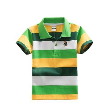 Bala boys short-sleeved T-shirt 2024 new children's pure cotton striped short-sleeved polo shirt lapel ເດັກຍິງກາງແລະຜູ້ສູງອາຍຸ