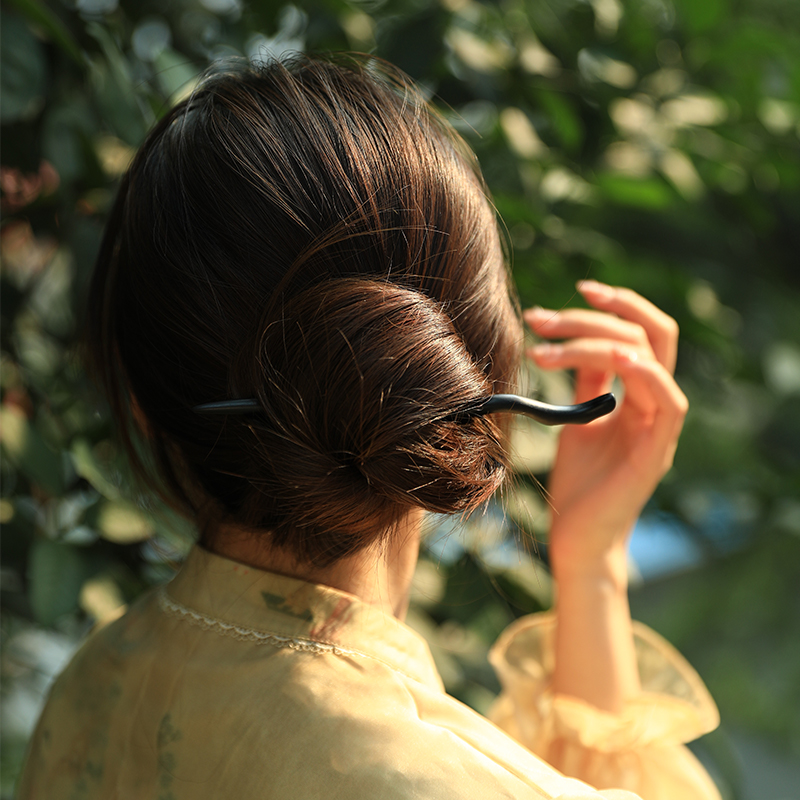 追师黑檀木发簪女古风日常盘发木质簪子高级感新中式发簪现代简约