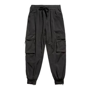 2024 Summer Black Overalls Men's Ice Silk Loose Large Size Pants Men's Trendy Brand Thin Quick-Drying Casual Pants