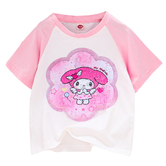 Girls pure cotton color-changing sequin short-sleeved T-shirt 25 summer little girl baby children's clothing Kulomi half-sleeved top
Girls pure cotton color-changing sequin short-sleeved T-shirt 25 summer little girl baby children's clothing Kulomi half-sleeved top