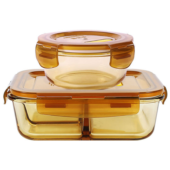 Office workers microwave oven can heated rice box lunch box set amber primary color pack boxes with lid separation bento bowl Office workers microwave oven can heated rice box lunch box set amber primary color pack boxes with lid separation bento bowl