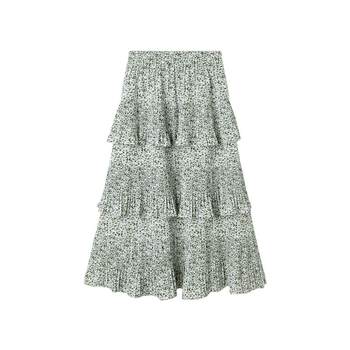 pit retro floral skirt ແມ່ຍິງ summer 2023 new layered cake skirt A-line mid-length skirt elastic puff skirt