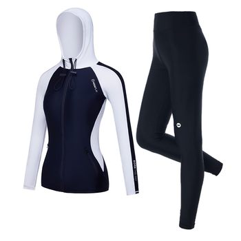 ຊຸດລອຍນ້ຳ AquaPlay ໂສ້ງຂາຍາວແມ່ຍິງແບບອະນຸລັກ ຊຸດລອຍນ້ຳ snorkeling swimsuit full body protection sun surfing suit wetsuit