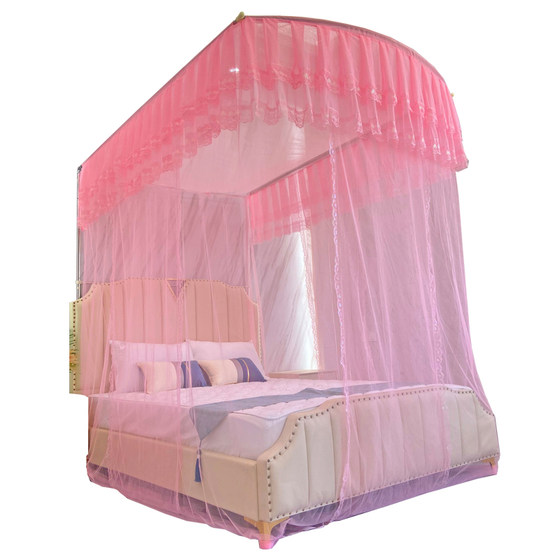 Lifting and retracting mosquito net, three door, U-shaped thickened floor standing stainless steel bracket, adjustable for household use, with a height of 1.5m1.8 Lifting and retracting mosquito net, three door, U-shaped thickened floor standing stainless steel bracket, adjustable for household use, with a height of 1.5m1.8