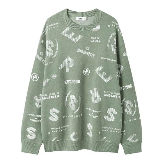 Senma sweater men's winter Korean trendy letters, moisture sweater loose knit sweater, fashionable personality pullover top Senma sweater men's winter Korean trendy letters, moisture sweater loose knit sweater, fashionable personality pullover top