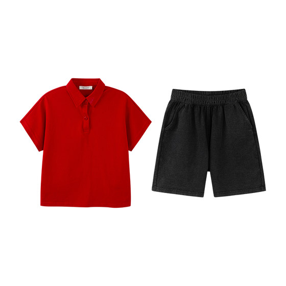 No.7 Children's Cradle Girl's Korean Style Fashionable Polo Shirt T-shirt Short Sleeve Summer New Style Casual Shorts Loose and Wide Legs
No.7 Children's Cradle Girl's Korean Style Fashionable Polo Shirt T-shirt Short Sleeve Summer New Style Casual Shorts Loose and Wide Legs