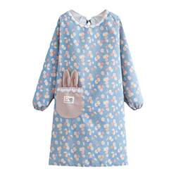 Korean version of breathable oily pollution, wear -resistant long -sleeved canvas work clothes covering waist kitchen house female cute apron