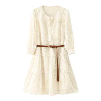 PLUSMALL Yang Tianzhen plus size women's summer skirt fat mm ຕົ້ນປາມໄຟໄຫມ້ດອກໄມ້ພາກຮຽນ spring ແລະ summer dress / ເສື້ອ
