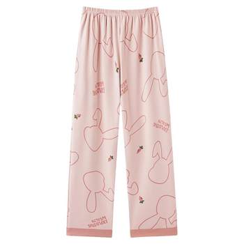 Antarctic pure cotton pajamas women's trousers spring and autumn style thin can be worn at home cartoon girls loose large size home trousers