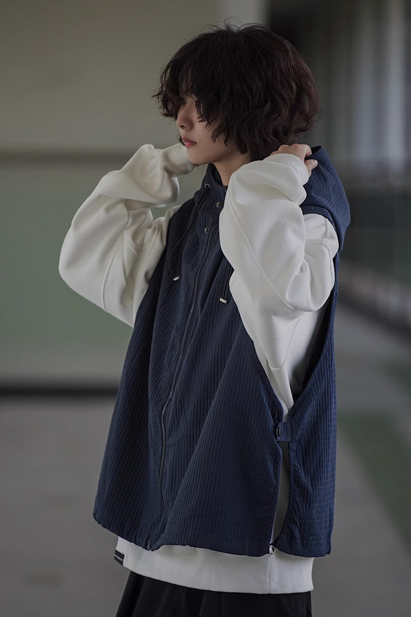 水曜日定休 日系秋季连帽马甲背心男cityboy工装户外宽松无袖外套