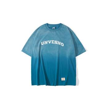 Unvesno (UN) misty Fried Flower T-shirt ເສື້ອທີເຊີດແບບ unisex ແບບ trendy ຄູ່ຜົວເມຍ summer ໃສ່ຄໍຕະຫຼອດວ່າງ