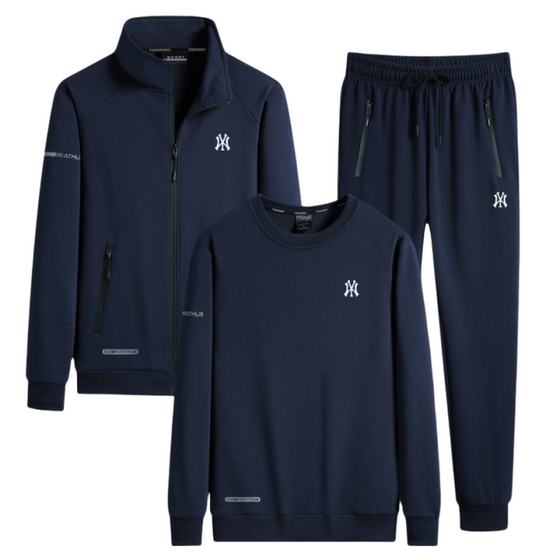 Outlets sports suit men's autumn and winter new stand-up collar cardigan sweater casual loose running three-piece set
Outlets sports suit men's autumn and winter new stand-up collar cardigan sweater casual loose running three-piece set