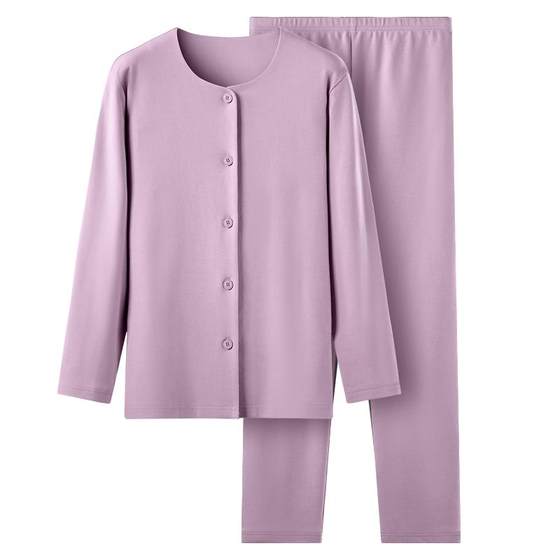 Spring woven elderly cardigan for women, pure cotton autumn clothes, autumn pants for mothers, warm underwear set for middle-aged and elderly men with round necks for external wear Spring woven elderly cardigan for women, pure cotton autumn clothes, autumn pants for mothers, warm underwear set for middle-aged and elderly men with round necks for external wear