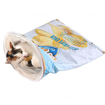 ຖົງນອນແມວ rattle paper semi-enclosed plus velvet rattle paper bag cat paper bag cat nest pet supplies