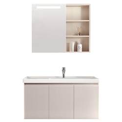 Wrigley Bathroom Cream Style Bathroom Cabinet Combination Ceramic Integrated Basin Bathroom Makeup Cabinet Hand Washing Face Basin Cabinet