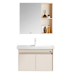 Wrigley bathroom cabinet combination solid wood cream style ceramic integrated wash basin cabinet bathroom home wash basin set