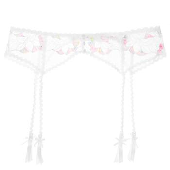 Miss Curious French Flower Bow Girl Garter Underwear Set Leg Circle Summer Sexy See-through Through Style