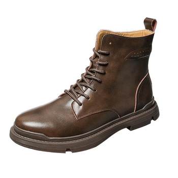 Martin boots men's high-top trend retro British style all-match waterproof leather short boots workwear leather shoes spring and summer breathable