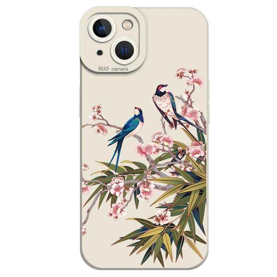 Happy eyebrows suitable for Apple 15 mobile phone case 16/iphone14promax Chinese style 13 new Chinese style 12 Zen 11 new x flower and bird 8plus ancient style xr niche xs high-end sense 7 silicone Happy eyebrows suitable for Apple 15 mobile phone case 16/iphone14promax Chinese style 13 new Chinese style 12 Zen 11 new x flower and bird 8plus ancient style xr niche xs high-end sense 7 silicone