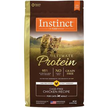 Instinct Natural Baileys ອາຫານແມວທີ່ມີທາດໂປຼຕີນສູງ Grain-Free Chicken Whole Cat Food 10 lbs.