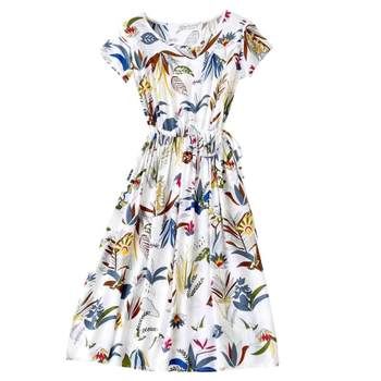 ຄົນອັບເດດ: Summer ໃຫມ່ Floral ຝ້າຍ Silk Dress ເຢັນຝ້າຍ Silk Swing Skirt Tie Waist Pocket ແຂນສັ້ນ Rayon