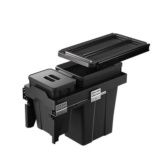 Kitchen cabinet embedded trash can embedded with cover hidden invisible built-in double barrel classified damping drawer type
Kitchen cabinet embedded trash can embedded with cover hidden invisible built-in double barrel classified damping drawer type