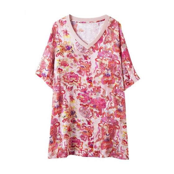 Baoshili V-neck mid-length printed shirt 2025 summer temperament versatile new Chinese loose large-size women's fashion
Baoshili V-neck mid-length printed shirt 2025 summer temperament versatile new Chinese loose large-size women's fashion