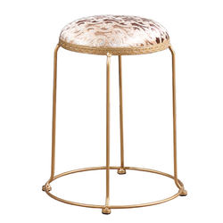 Fashionable European-style small round stool, fabric stool, storage dining stool, coffee table stool, low stool, iron frame bread soft stool